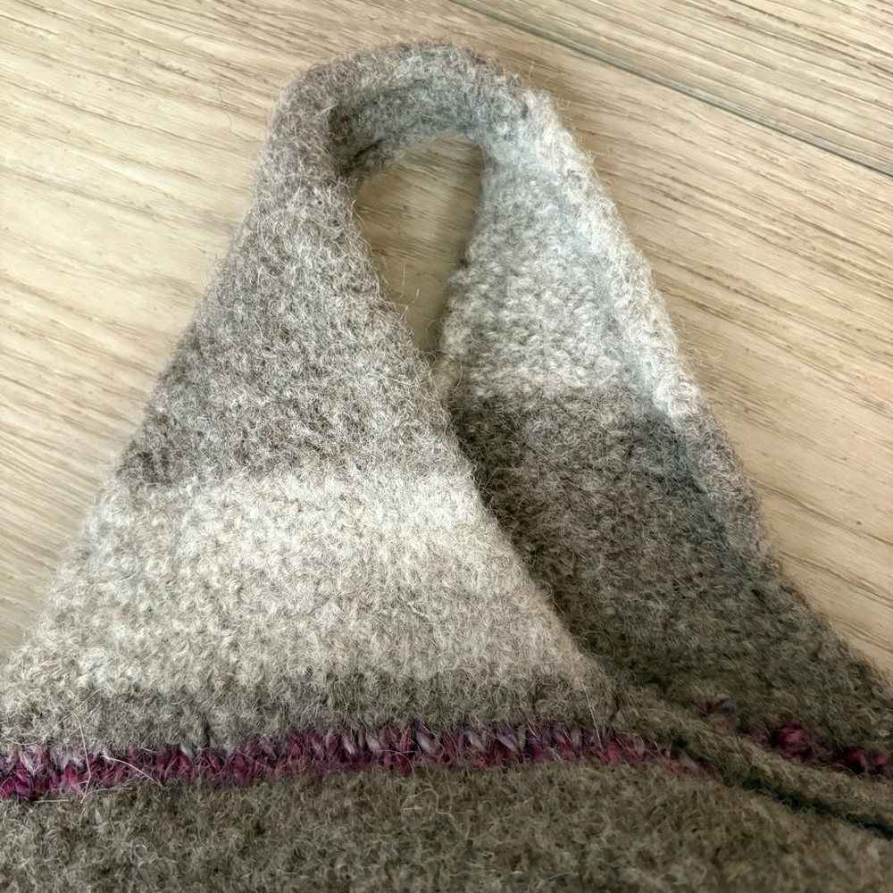 Felted Wool Market Bag Handmade Striped Tote‎ Slouchy Artisan Boho